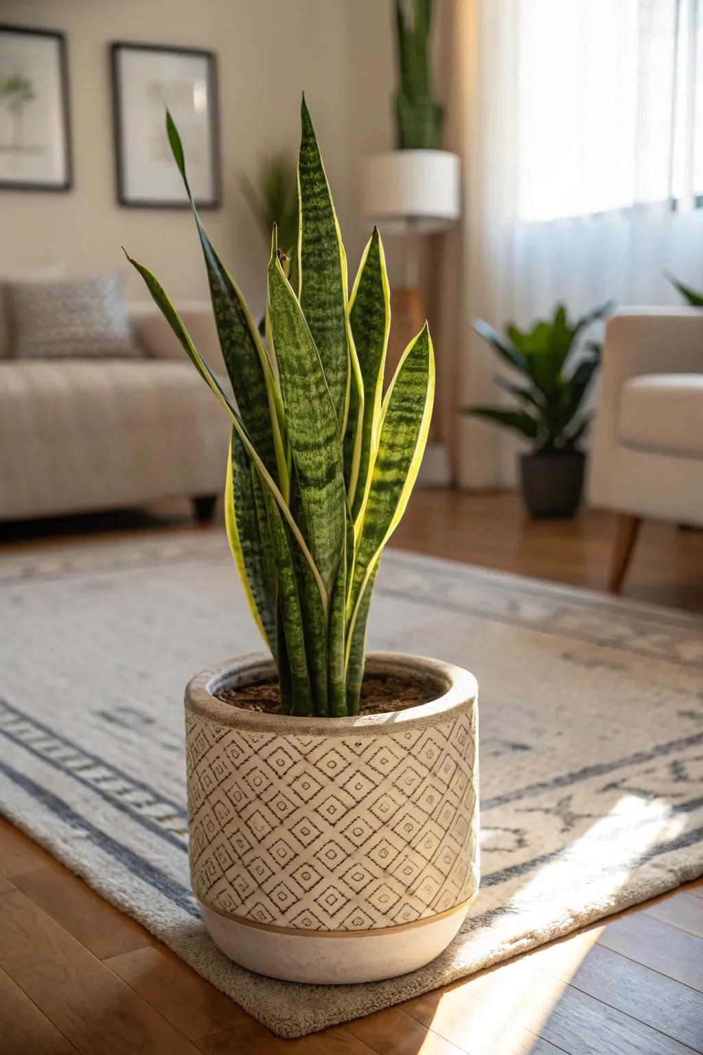 The serpent flora adds effortless chic and elegance to any room.