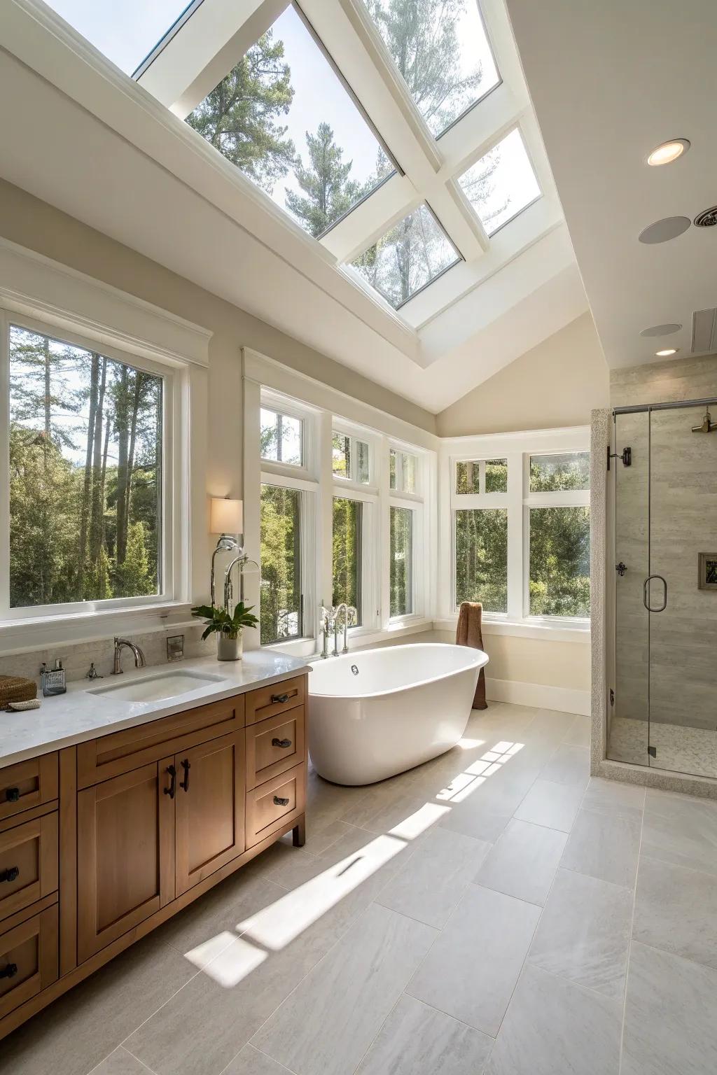 A generous layout enhances the opulent atmosphere of your primary bathroom.