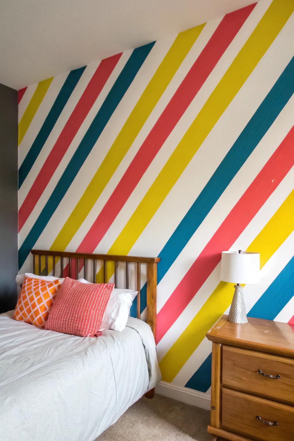 Energetic slanting lines inject life into this resting area