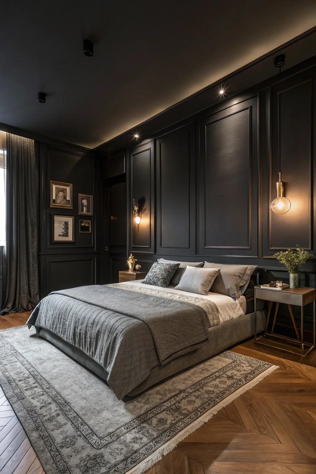 A rich dark color palette ensures a bold foundation for any sleek room.