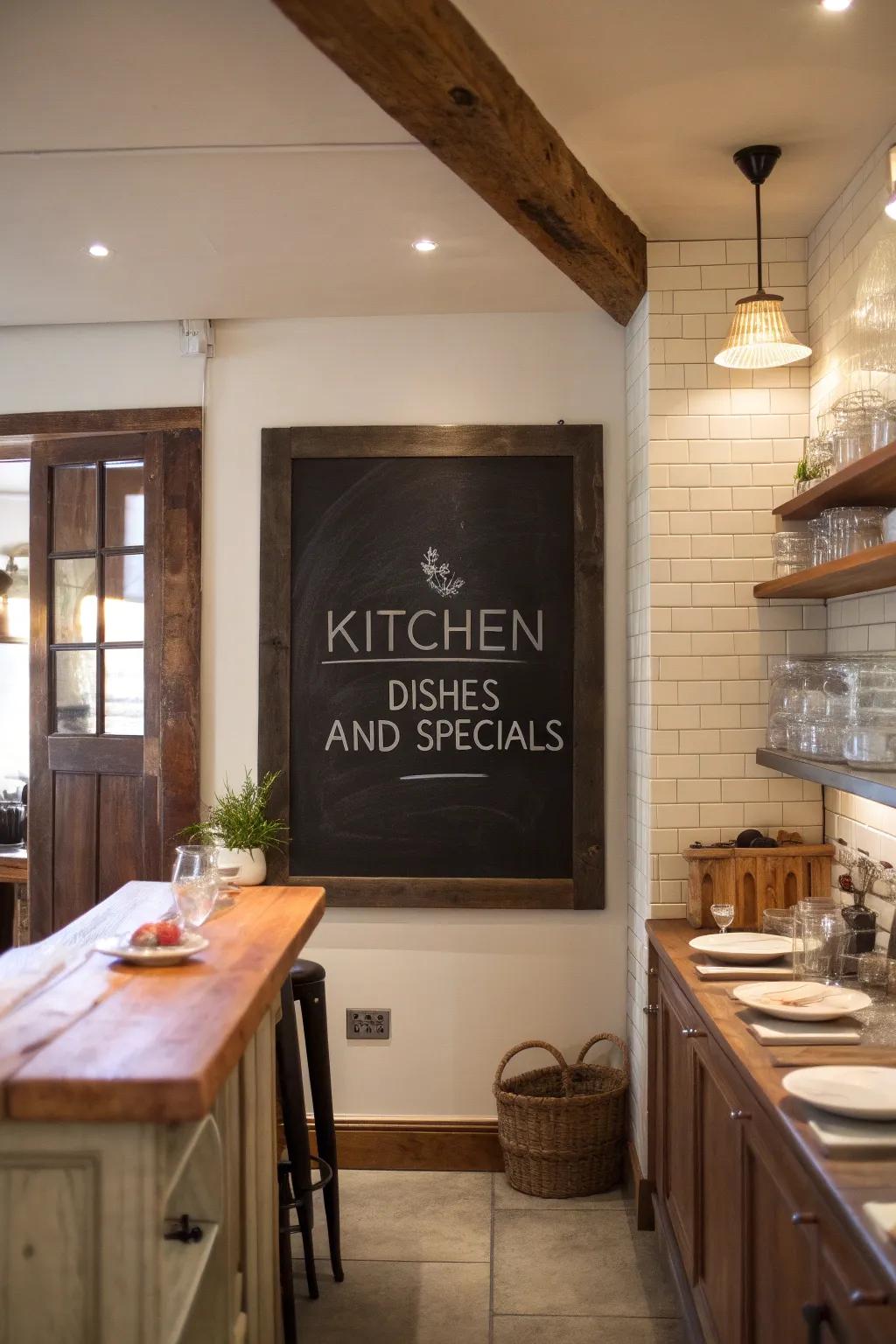 Bring classic charm to your home with a chalkboard menu.