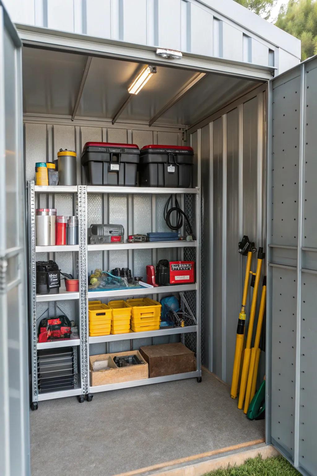 Tools and essentials stay in their place with adaptable shelving.