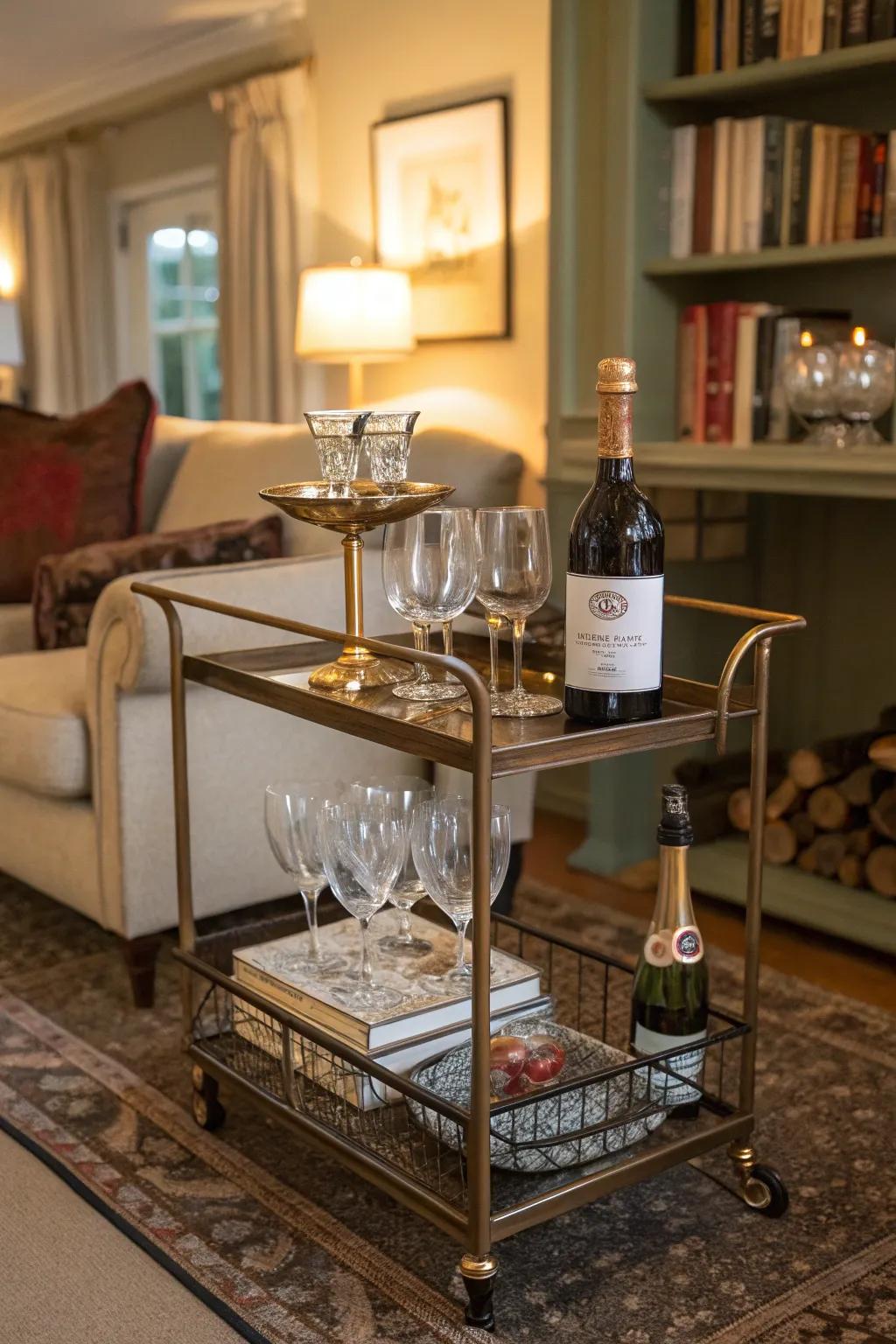 A retro rolling bar introduces appeal and versatility to any setting.