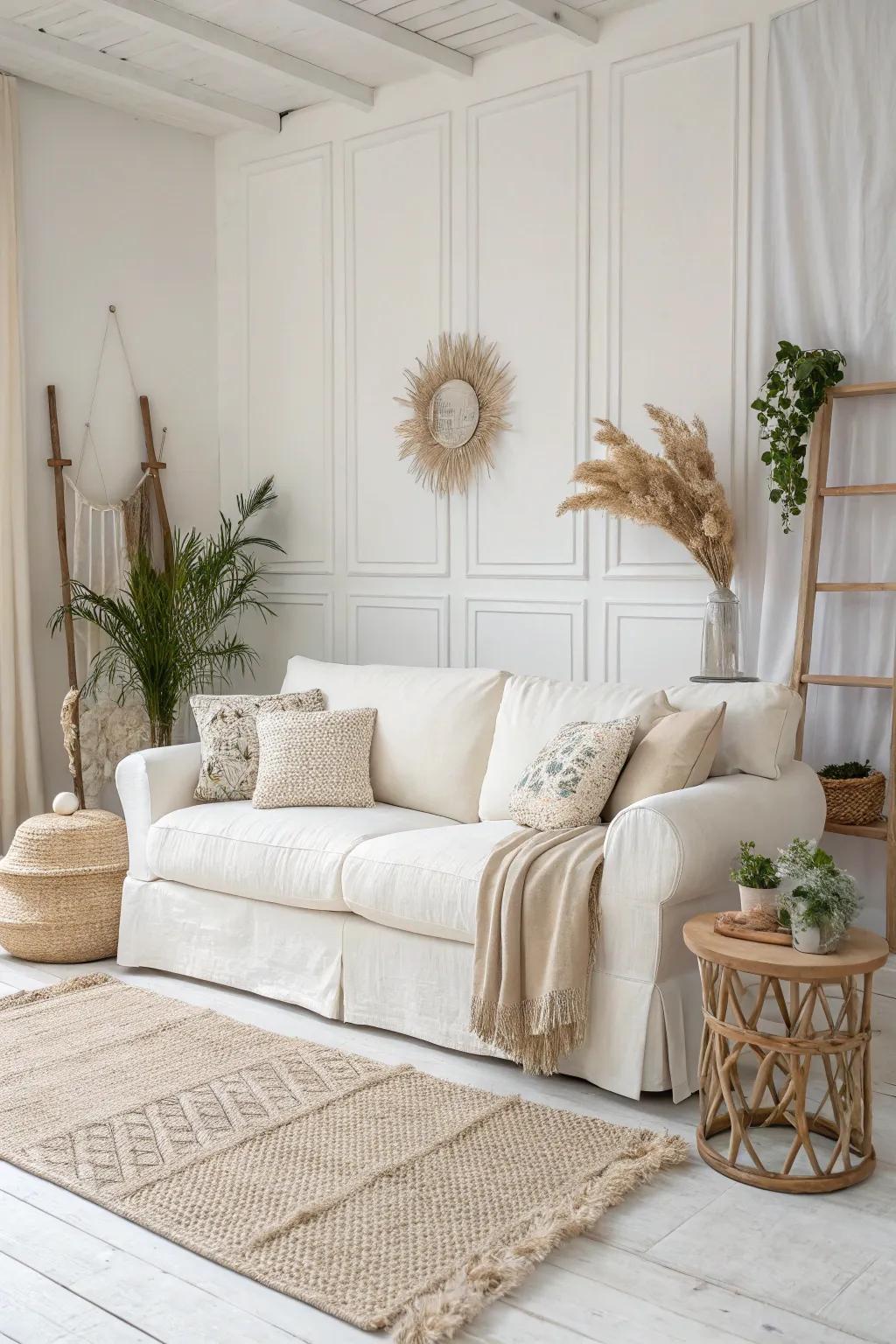 Neutral colors foster a tranquil setting, perfect for a minimalist area.