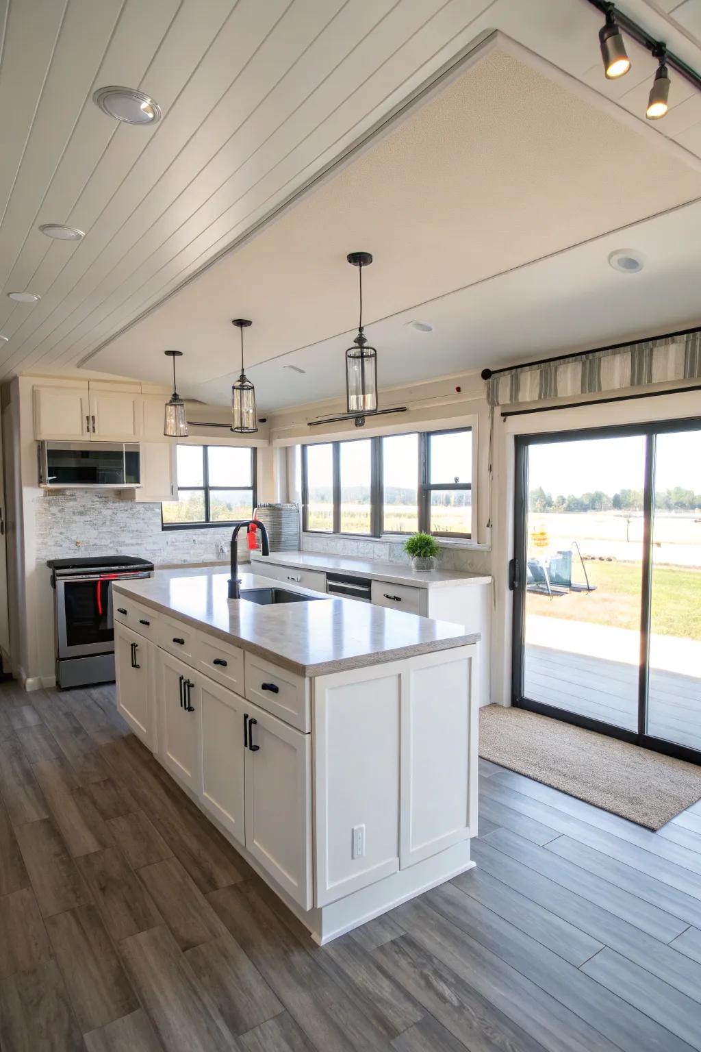 An open cooking area that amplifies space and light.