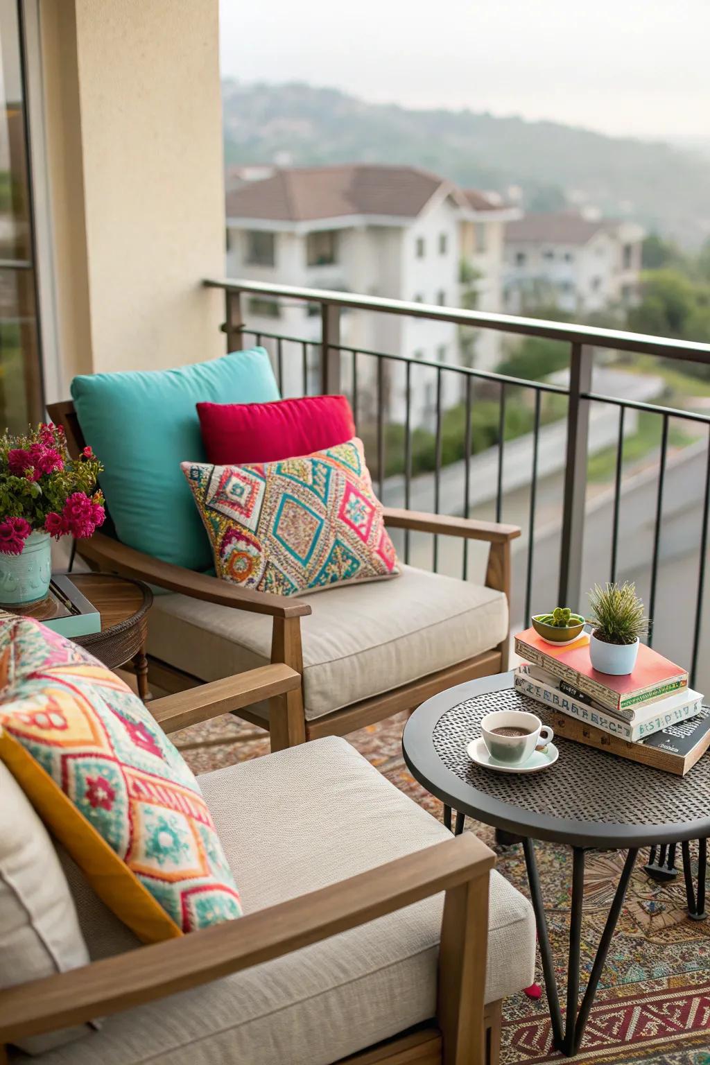 Design your comfortable nook with inviting seating and a hint of color.