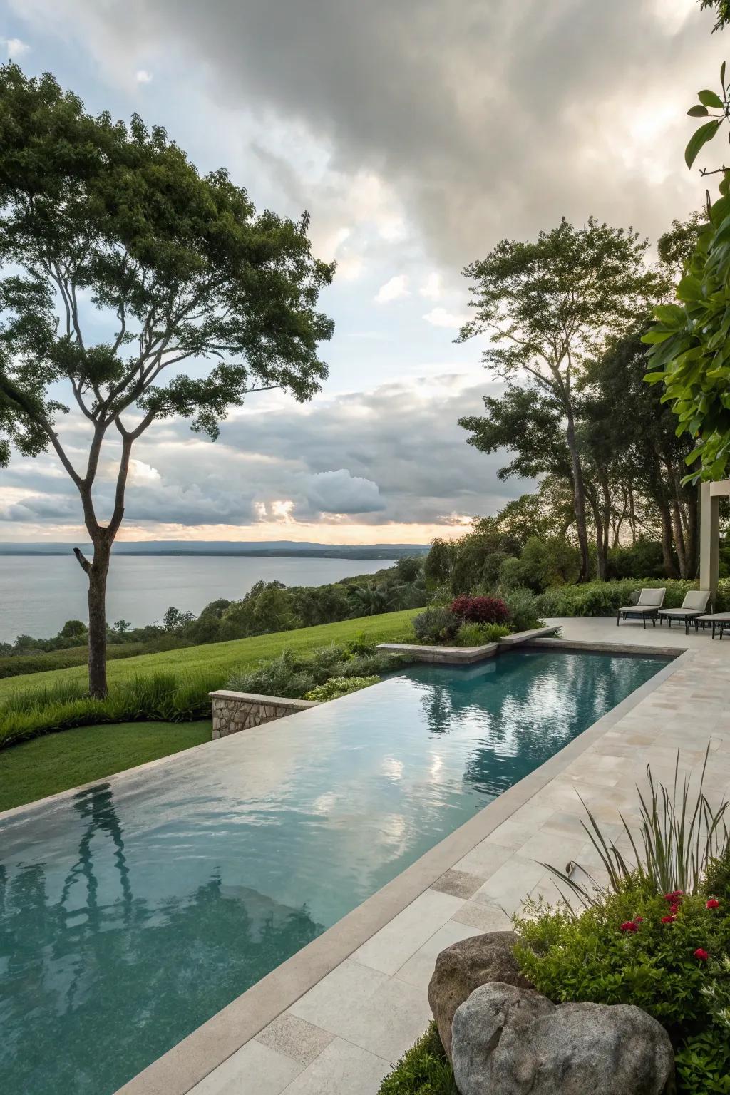 A pool featuring a smooth incline for simple, stylish access.