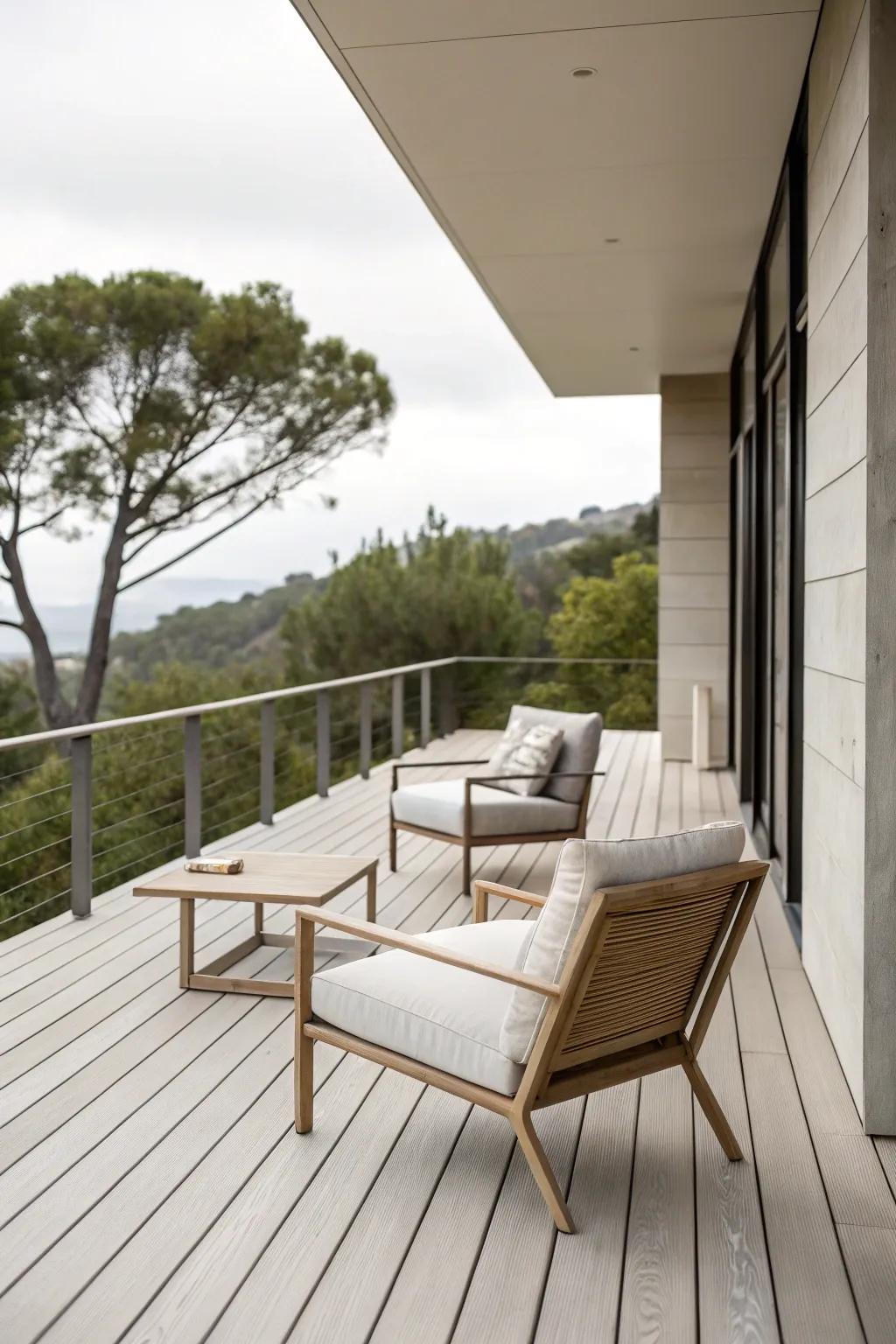 A minimalist deck design that embodies simplicity and tranquility.