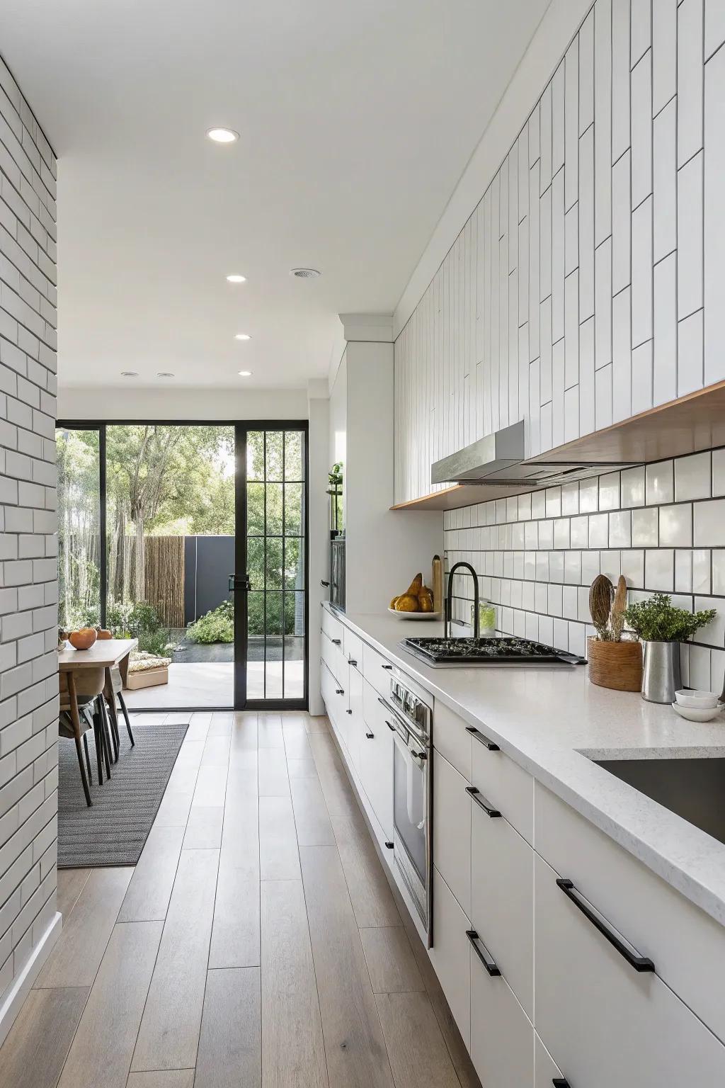 Vertical block tiles introduce a refreshing take on traditional design.
