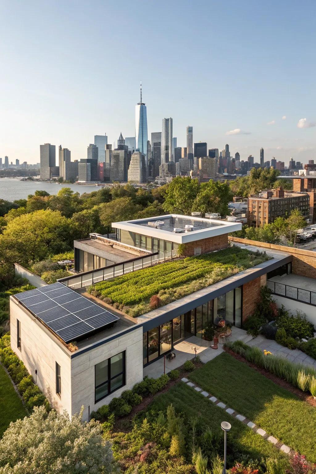 Flat roofs present a polished appearance and usable outdoor space.