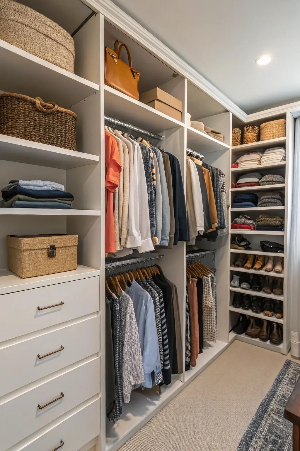 Optimize vertical storage by utilizing soaring shelves to boost storage capabilities.