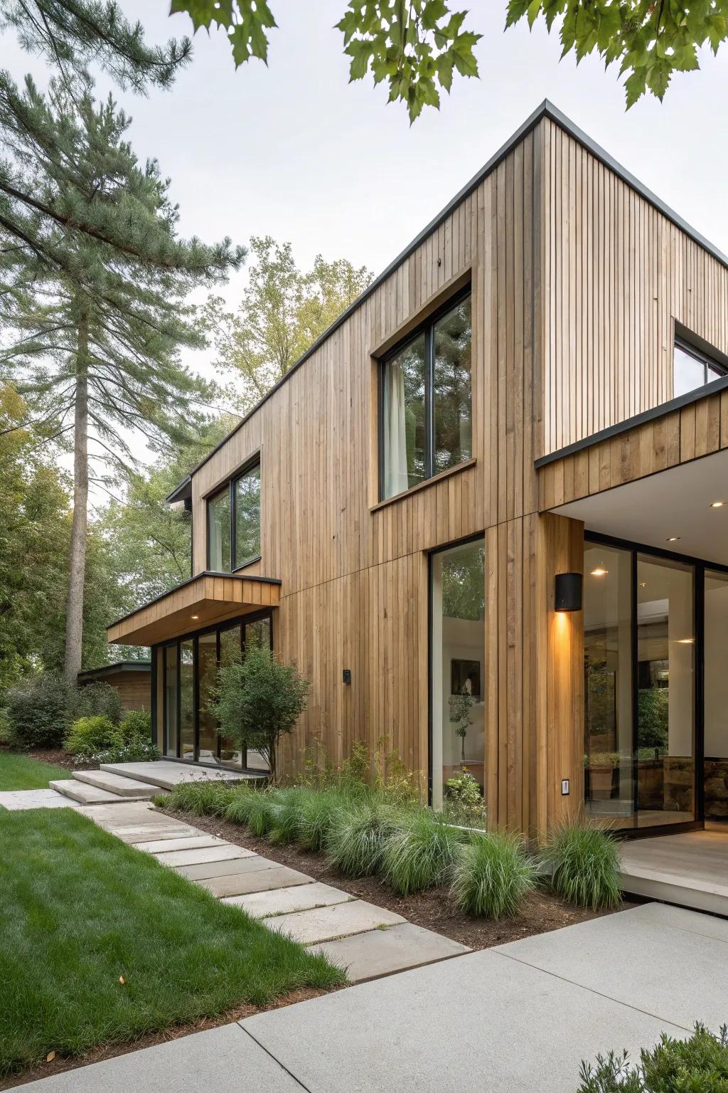 Minimalist aesthetics using vertical cedar siding