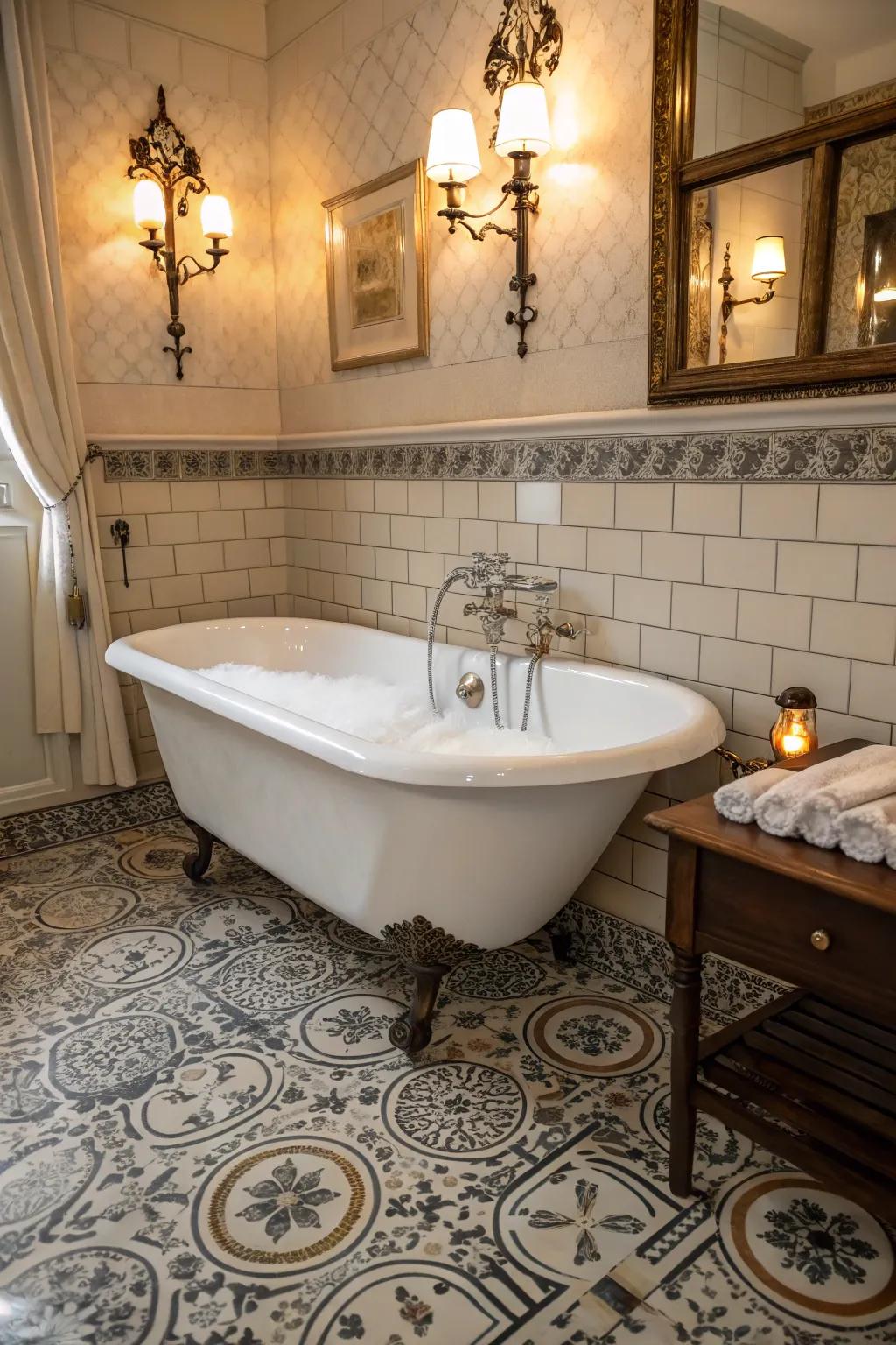 An ageless claw-footed tub, enhancing vintage appeal.