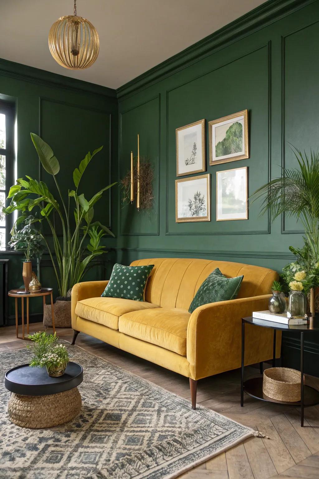 A harmonious marriage of goldenrod and emerald: a match created in design heaven.