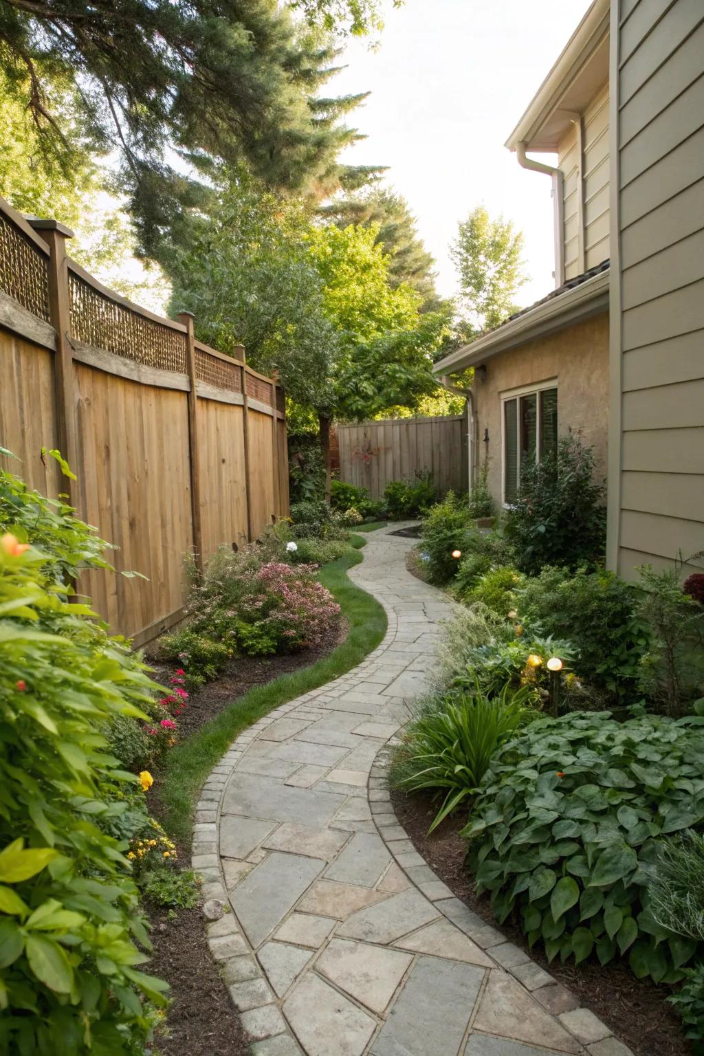 A winding way adds profundity and interest to limited spaces.