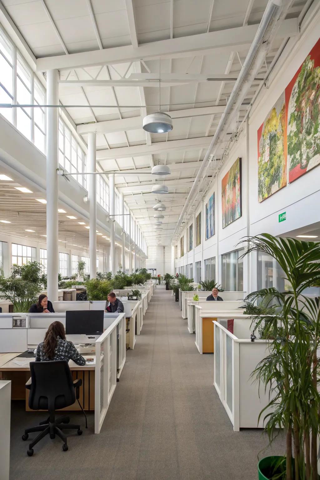 Open design office space for enhanced collaboration and communication.