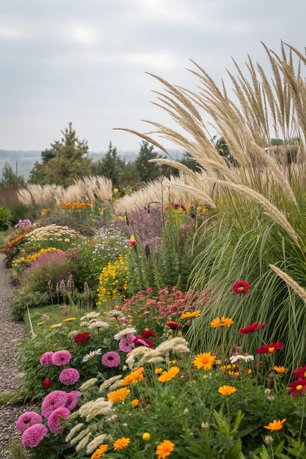Decorative grasses make a dynamic background for dynamic sprouts.