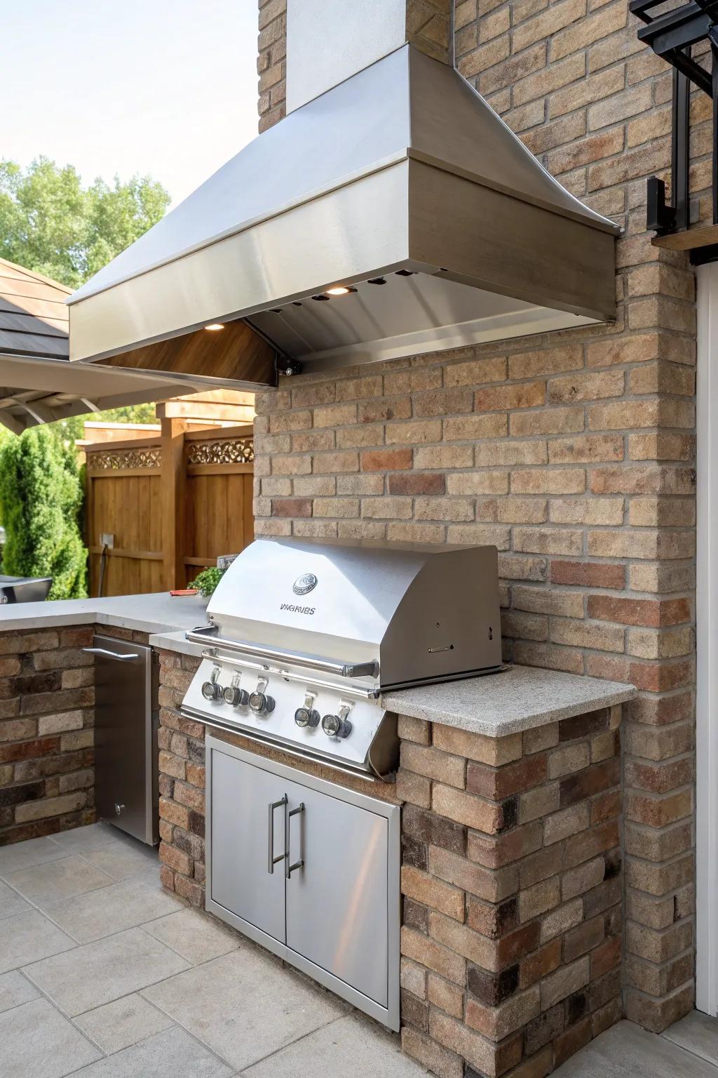 Stainless steel hoods introduce a contemporary sophistication.