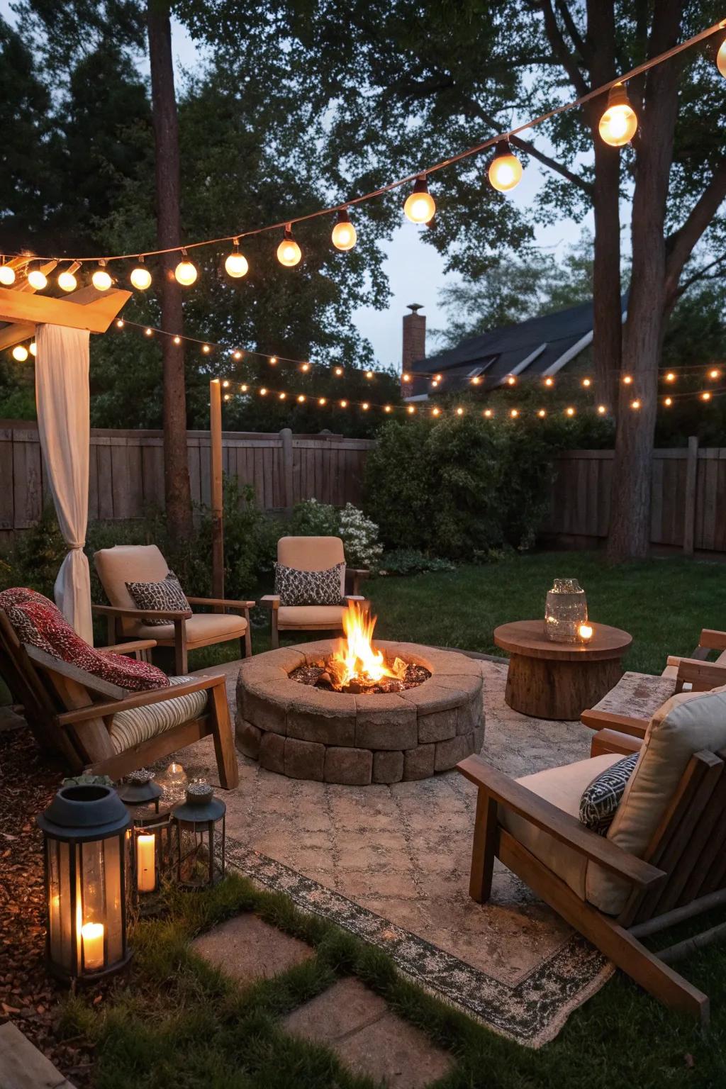 A bonfire spot creates an ideal meeting place for loved ones.