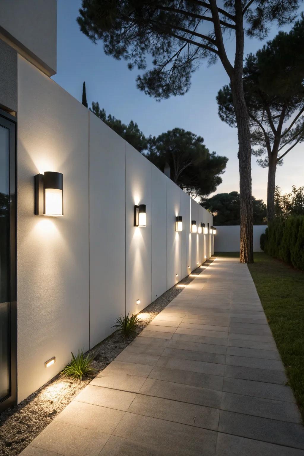 Streamlined outdoor wall lights introduce sophistication to contemporary designs.