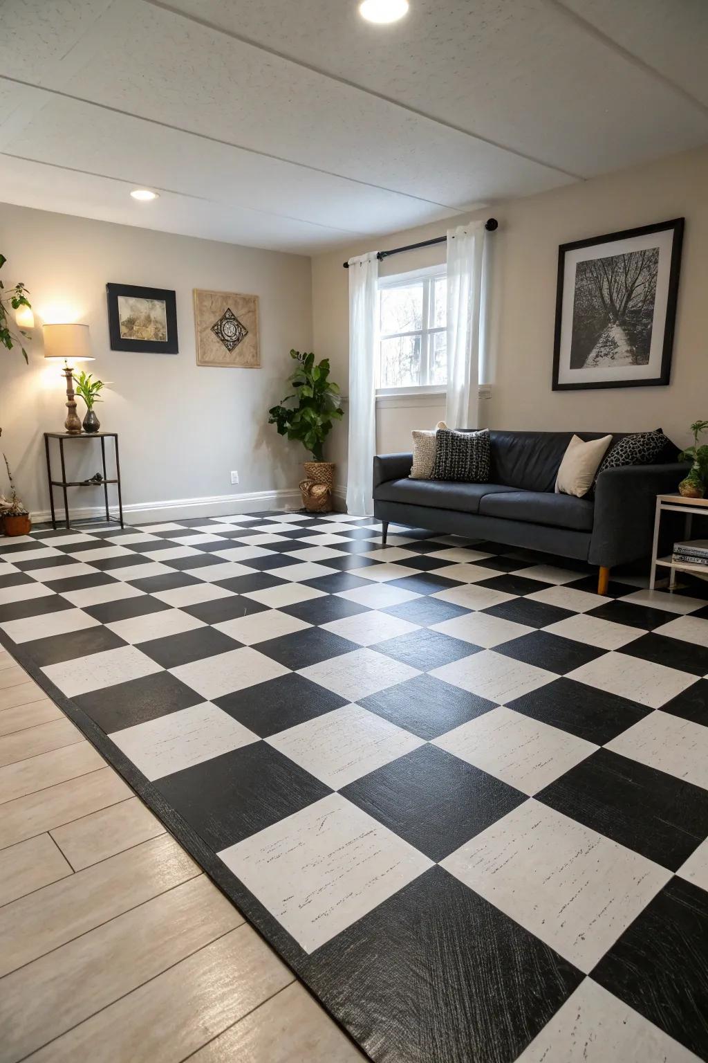 Checkerboard layouts infuse an eternal grace into any setting.