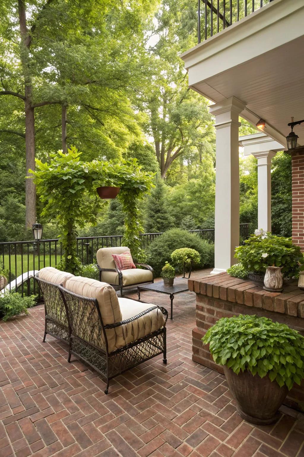 Enjoy everlasting appeal with a traditional brick patio.