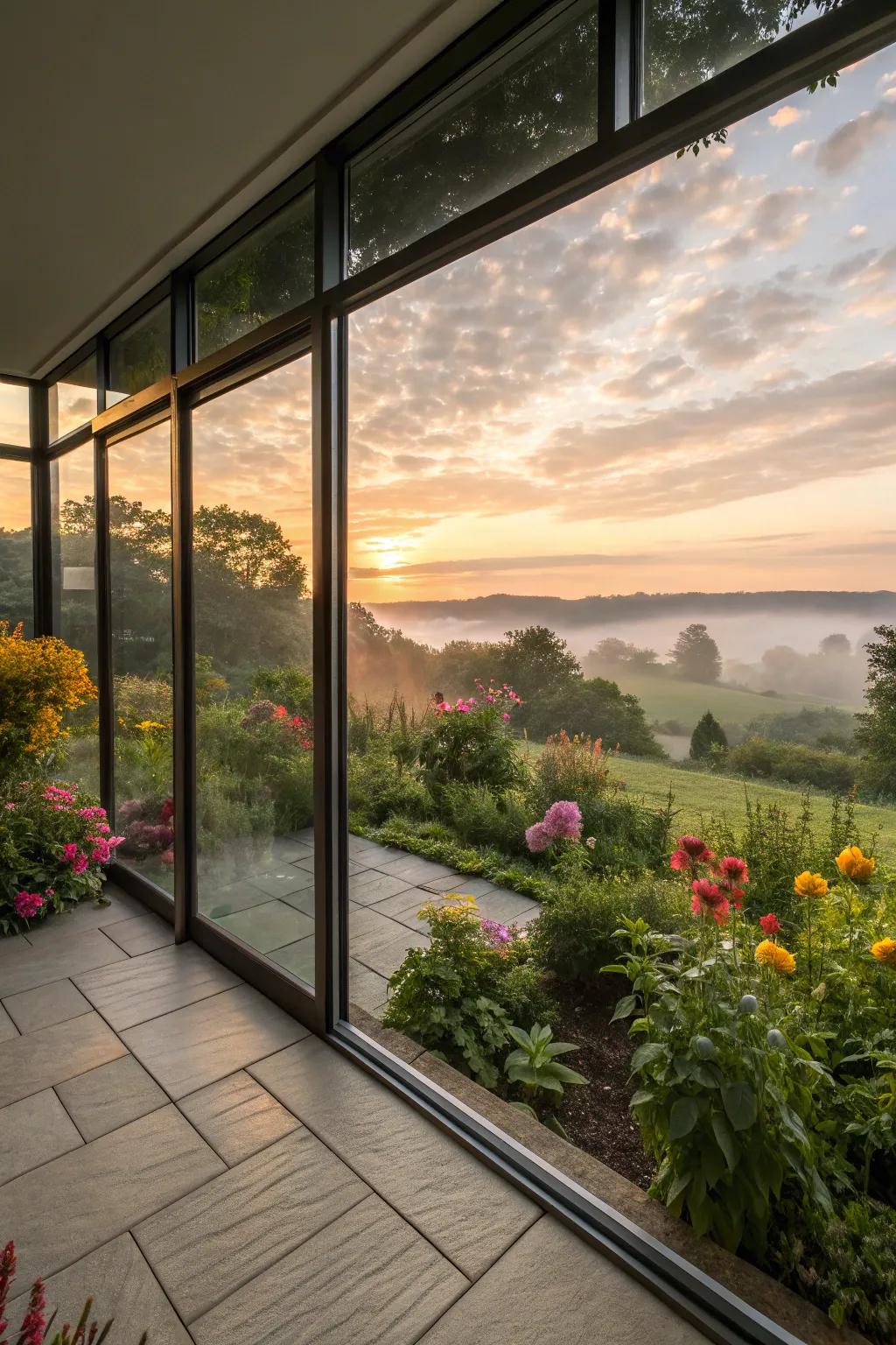 Enjoy breathtaking wide-angle vistas with glass walls.