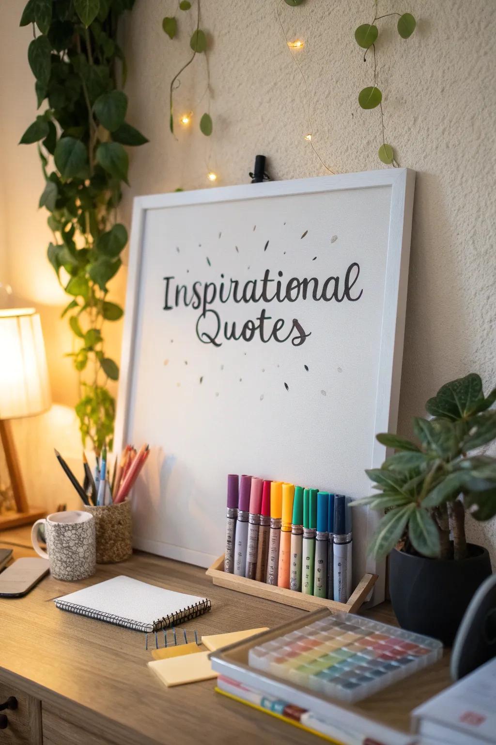 Begin your day with an uplifting, hand-lettered quote displayed on your whiteboard.