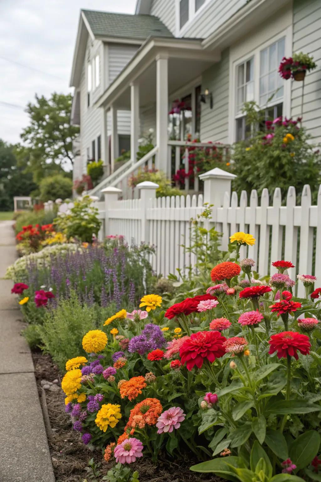 Lively and bright floral arrangements offer a cheerful reception.