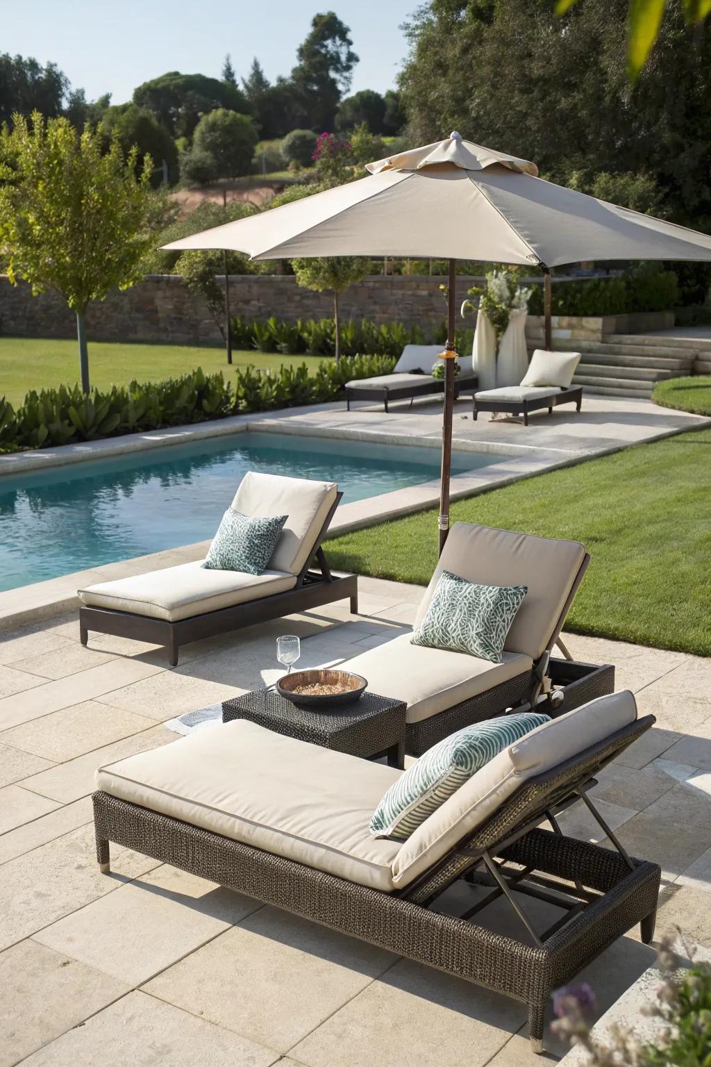 Unwind fashionably with adaptable chairs perfect for your pool space.