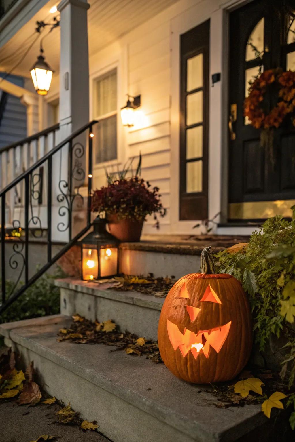 Classic jack-o'-lantern showcasing a timeless, toothy grin.