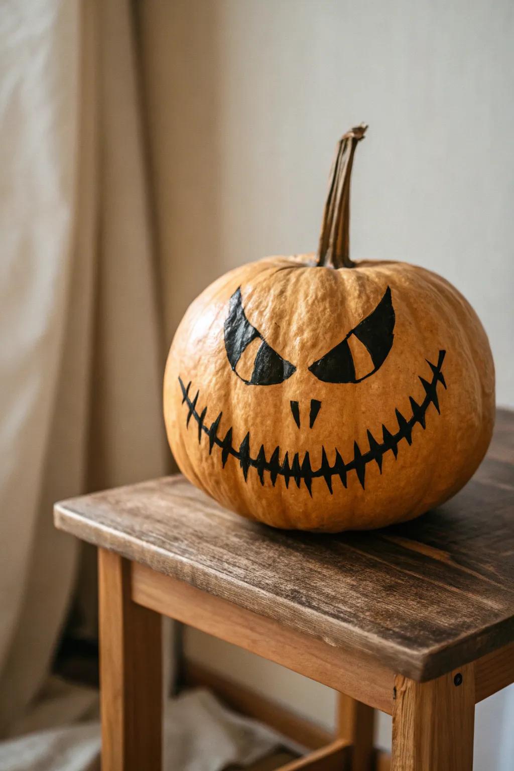 Morph your pumpkin into a chilling masterpiece with a dash of minimalist panache. 🎃🖤