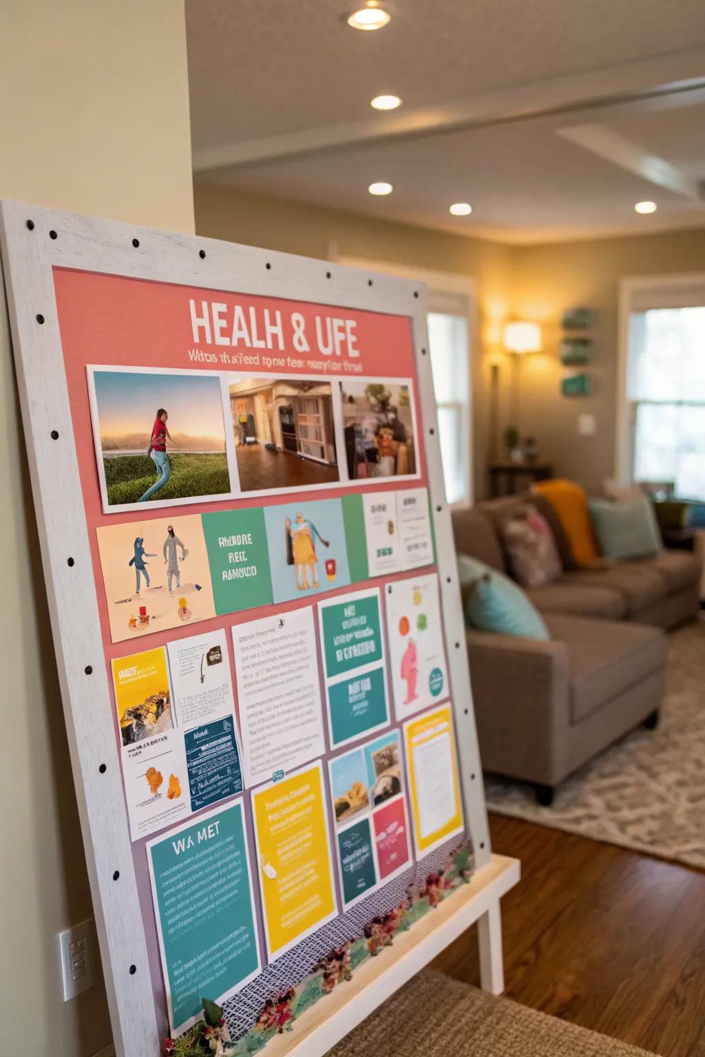 A vibrant bulletin board encouraging health and wellness.