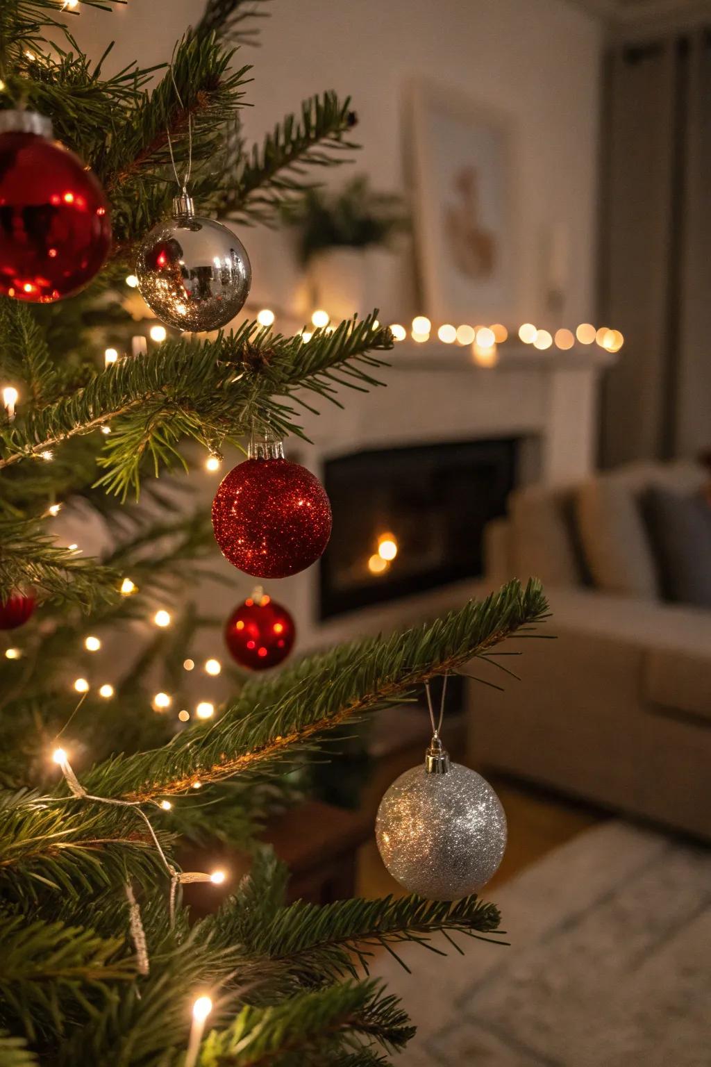 Traditional scarlet and argent baubles impart enduring sophistication to your tree.