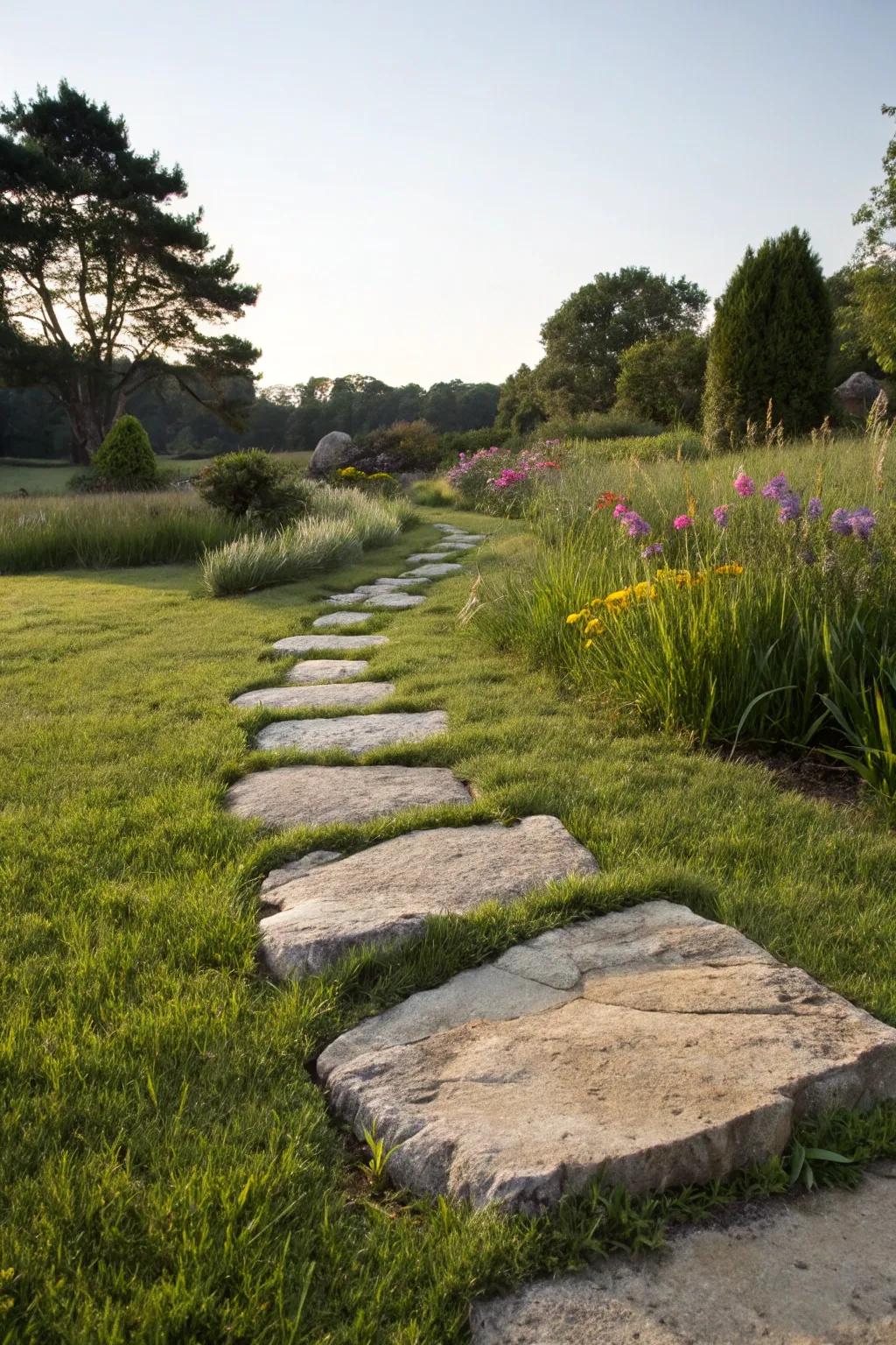 Untreated stone routes deliver a countryside and peaceful escape in any garden landscape.