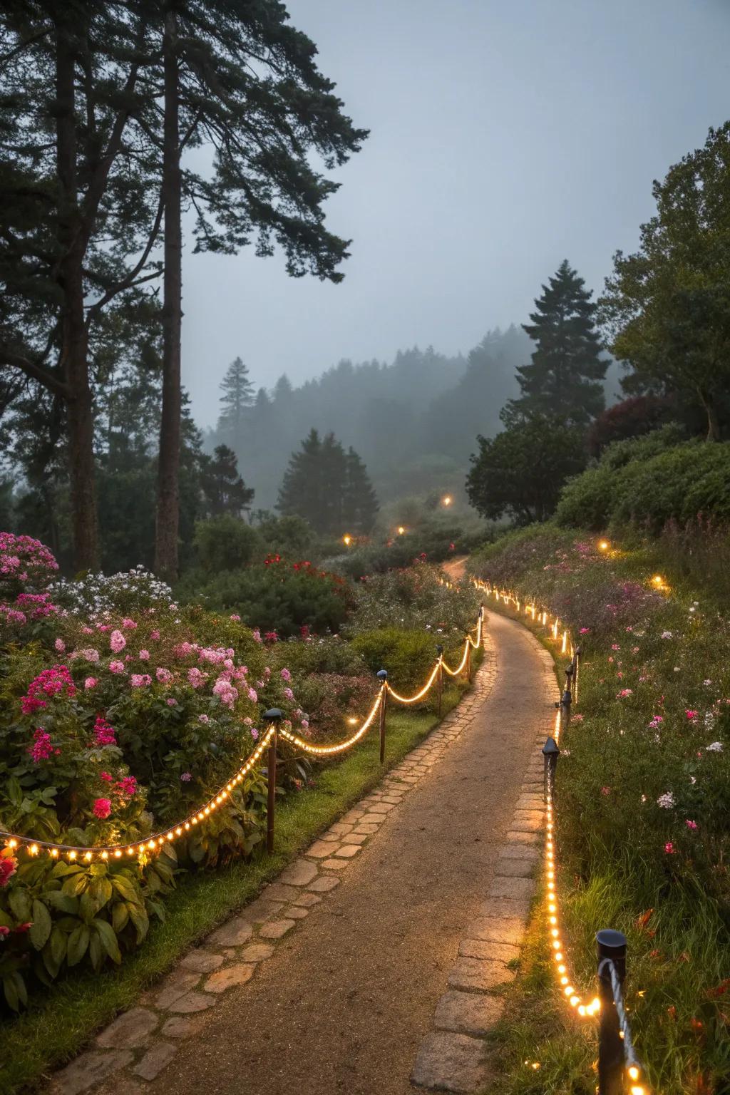 Evoke a magical atmosphere along your garden path with radiant strands.