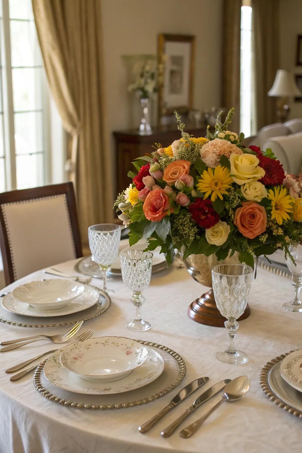 Seasonal blossoms introduce nature's charm to your dining table.