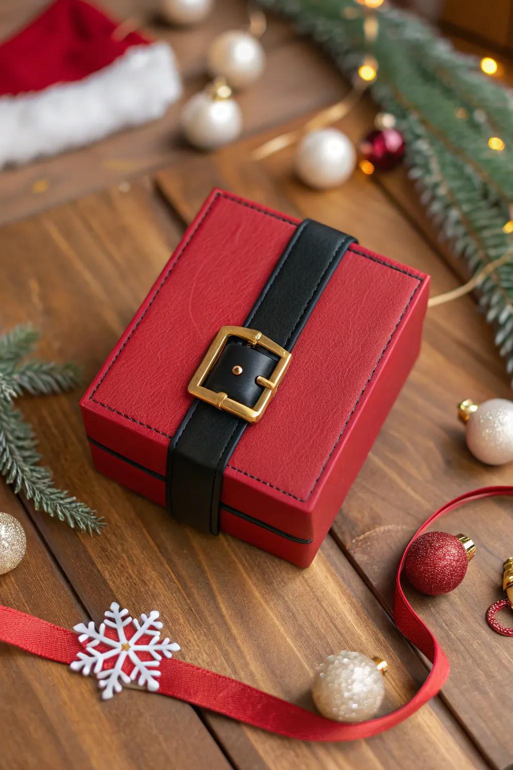 The timeless Santa belt box brings joy to any present.