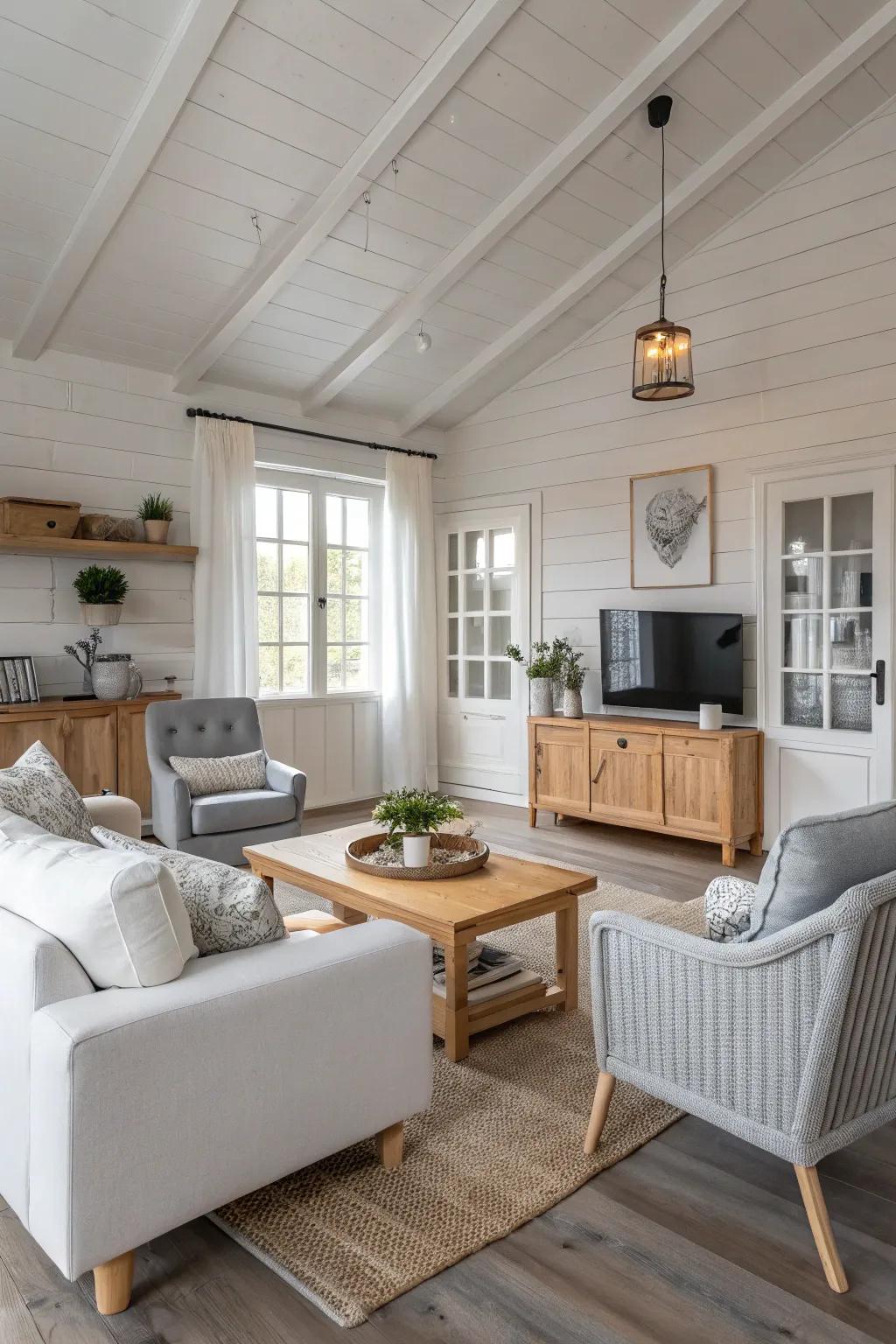 Peaceful neutral tones define this Scandinavian-inspired room.