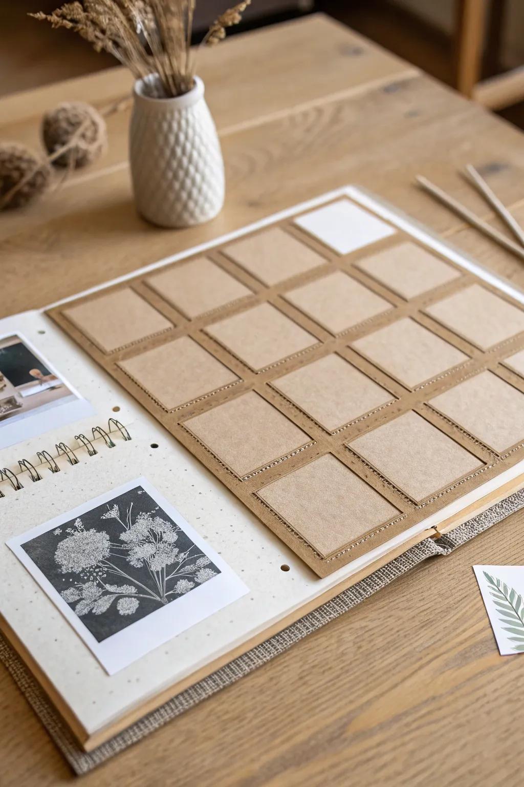 Find the tastefulness of construction with a framework design in your scrapbook plans.