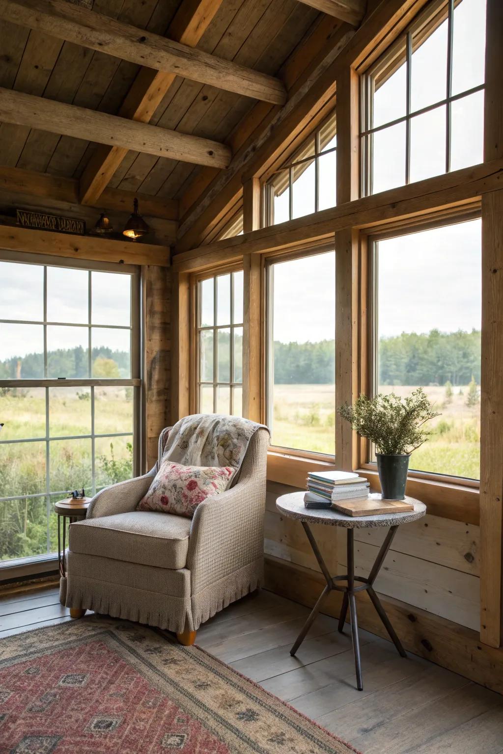 Large windows transform a shed into a bright, airy space.