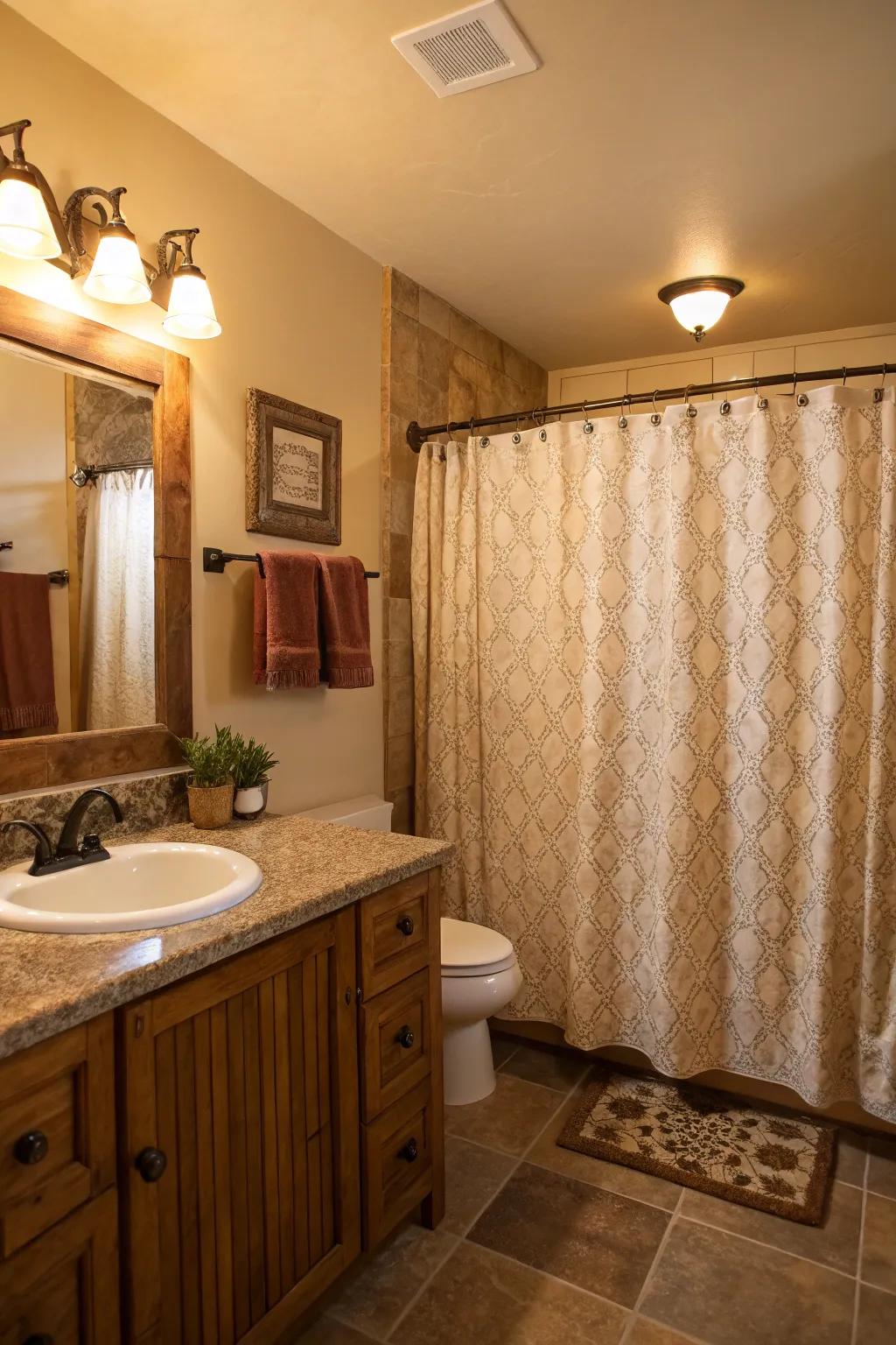Textured materials enrich your bathroom with added warmth.