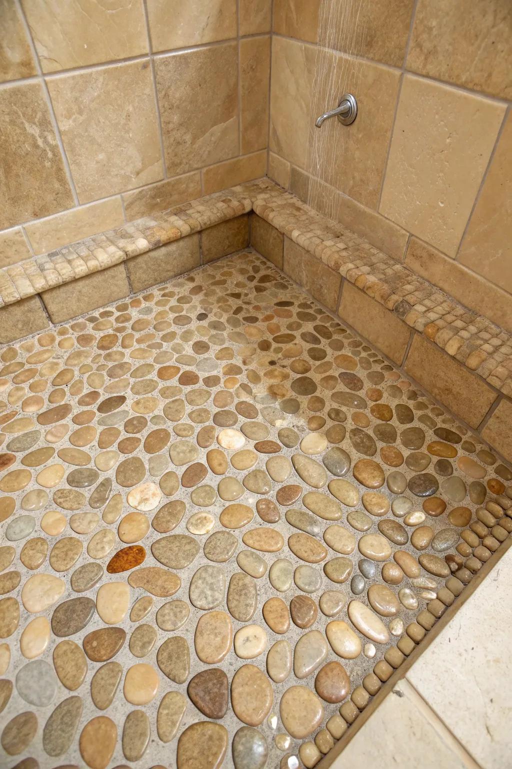 Rock tiles give your shower a relaxing, spa-like ambiance.