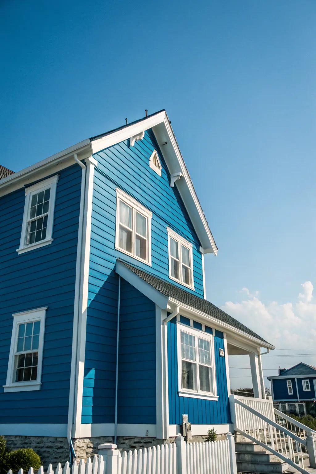 Vibrant azure cladding brings a refreshing coastal vibe.