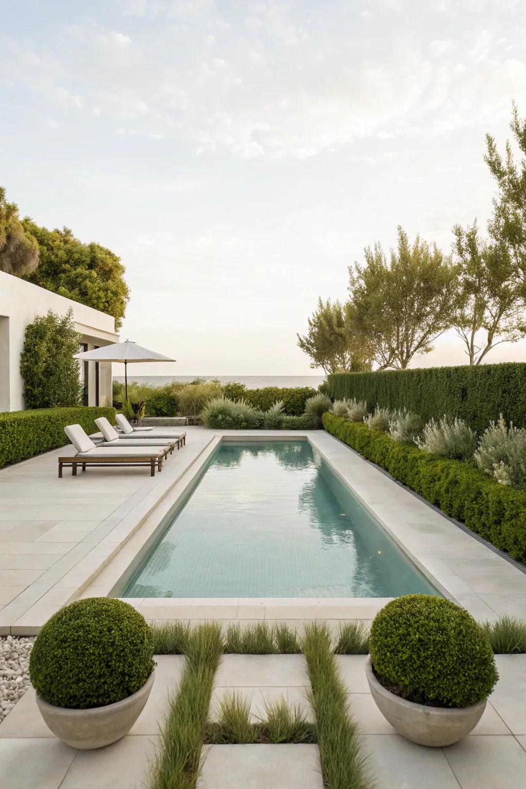 A straightforward poolside design highlighting minimalism and style.
