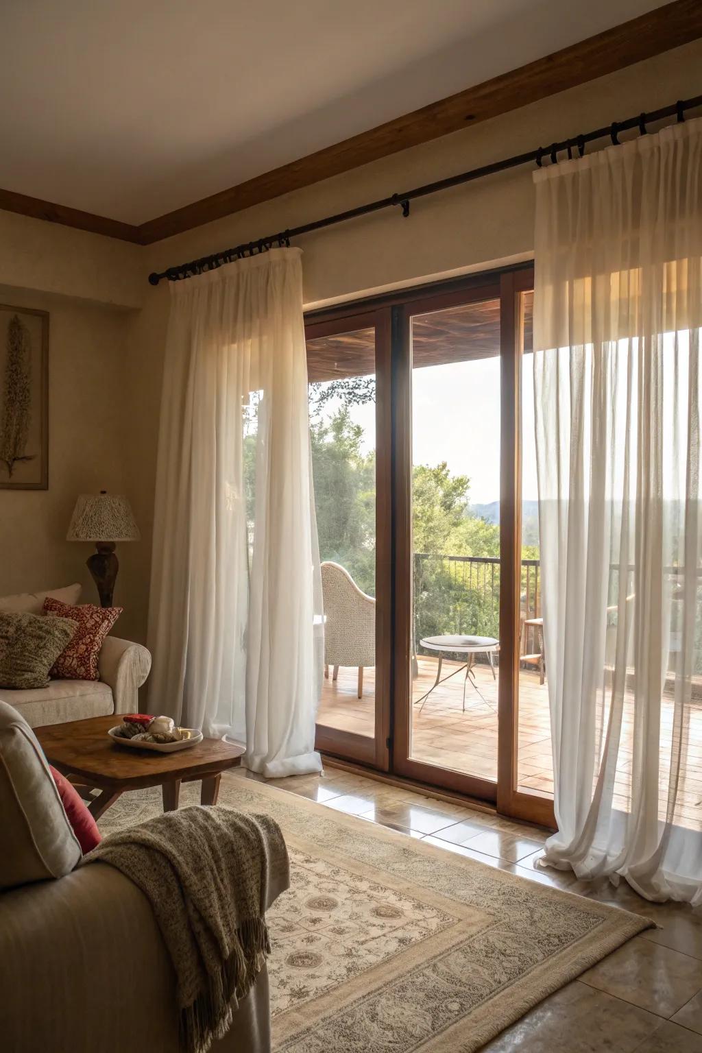 Sheer drapes introduce a subtle grace while ensuring privacy.