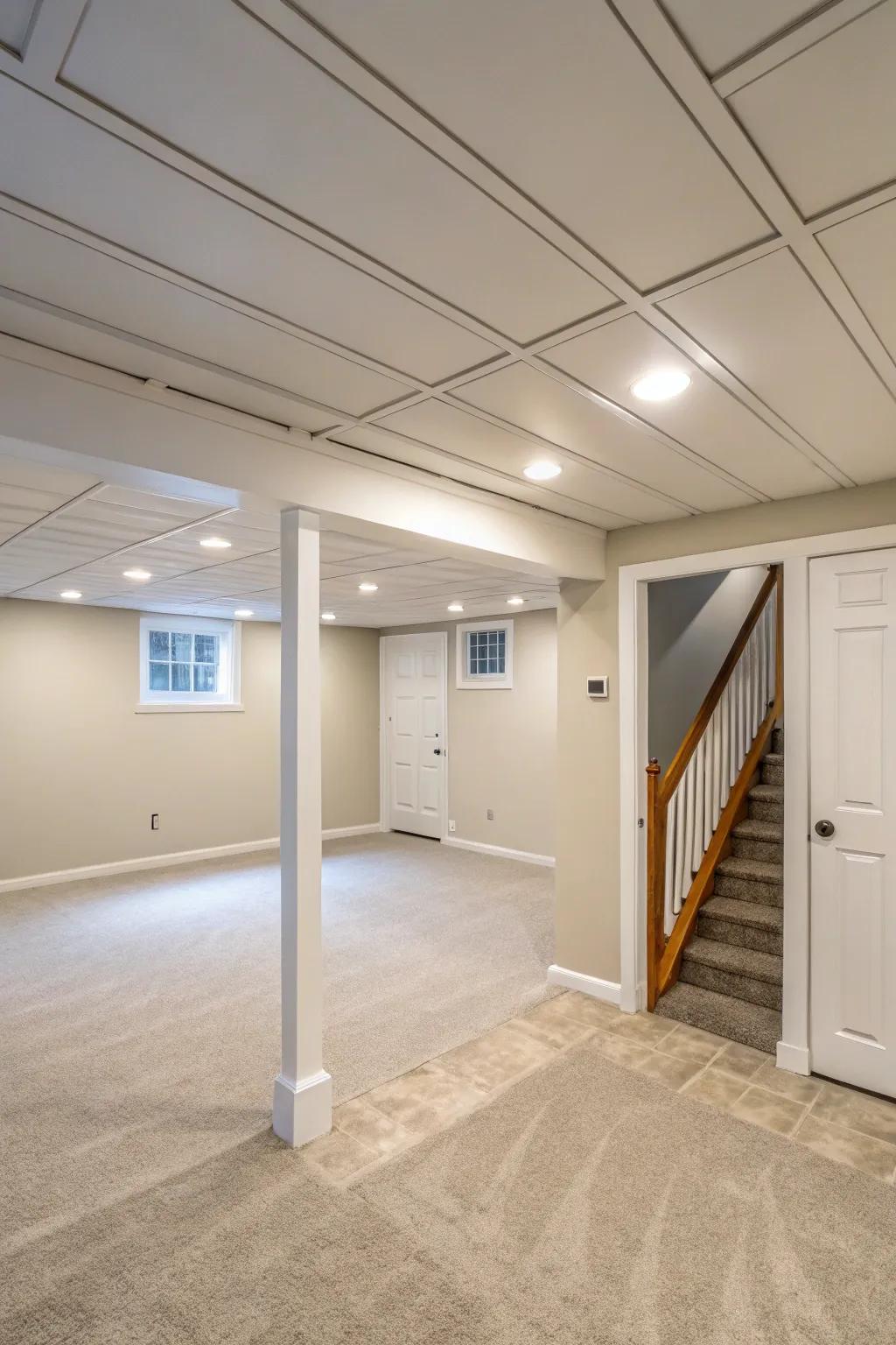 Improve your basement with light shades.
