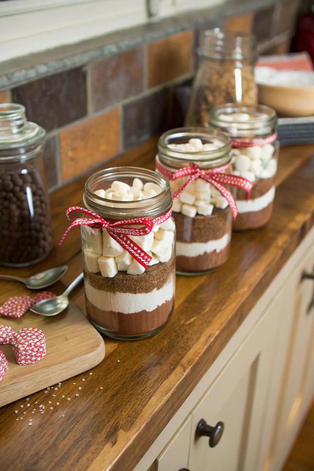 Delectable home-style hot chocolate powder presented in a container.