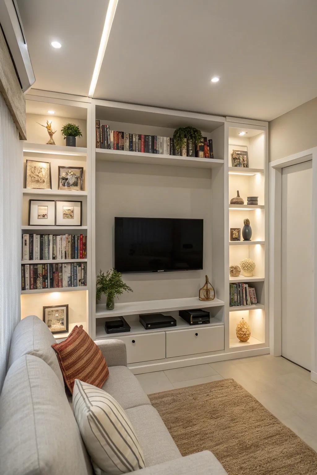 Using vertical space for your TV ensures your living area remains uncluttered and spacious.