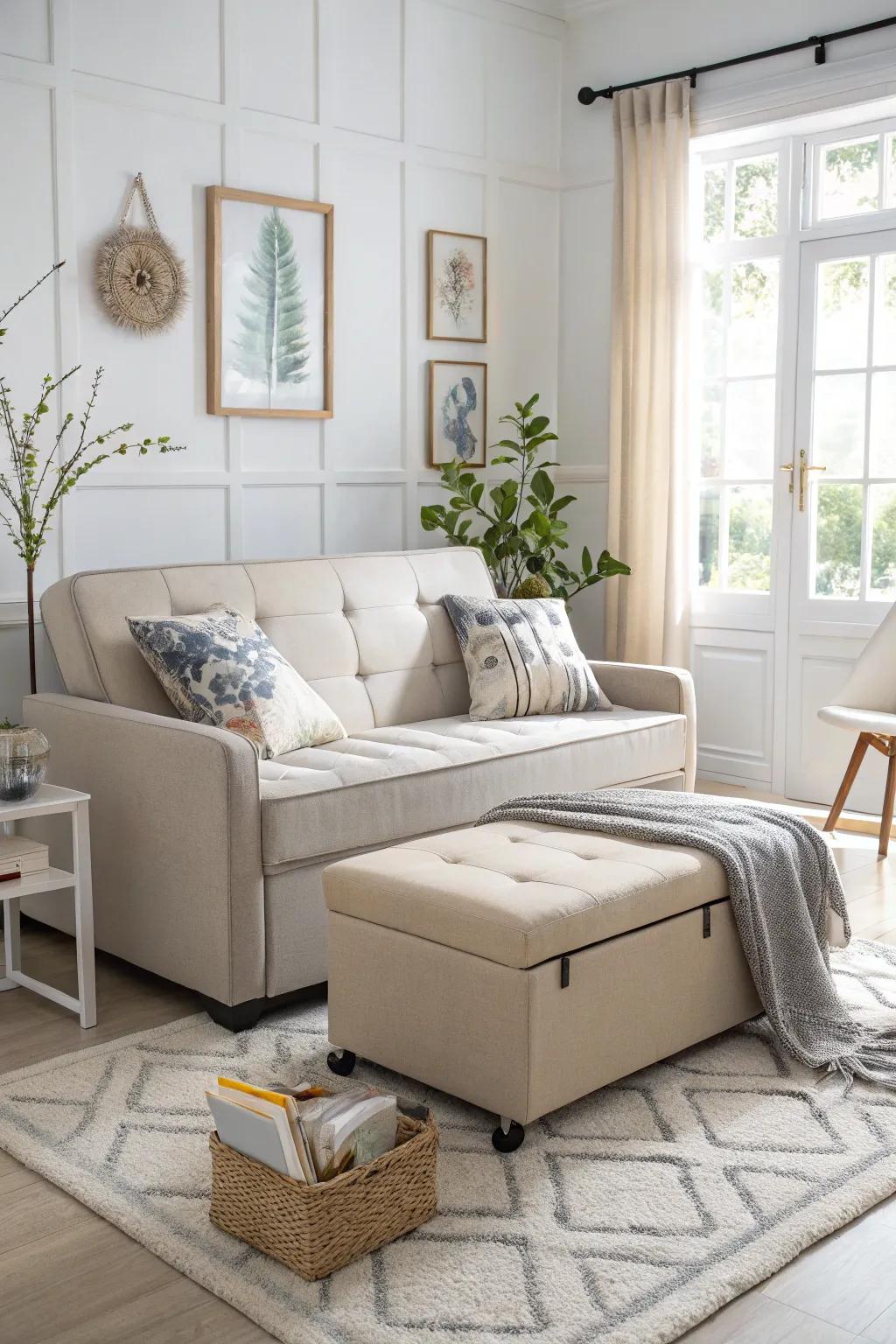 Multi-purpose furniture makes a big difference in small spaces.